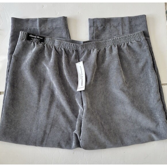 ALFRED DUNNER WOMEN'S PANTS CORDUROY GREY SIZE 20W PULLON ELASTIC WAIST POCKETS - Picture 2 of 5